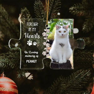 Custom Photo You Left Pawprint In My Heart - Christmas Gift For Pet Lovers - Personalized Custom Shaped Acrylic Ornament