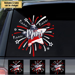 Mimi And Kids Firework America Flag Decal