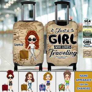 Personalized Just a Girl Who Loves Traveling Luggage Cover, Gift For Her,Gift For Woman