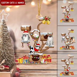 Christmas Cat Tower Personalized Acrylic Ornament