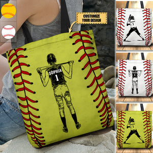 Baseball Softball Girl Sport Lover Custom Name & Number Personalized Tote bag