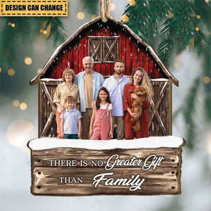 Red Barn Christmas Family Custom Photo - Personalized Photo Wooden Ornament