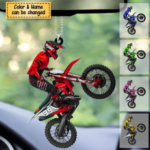 Personalized Motocross Biker Shaped Flat Acrylic Car Ornament