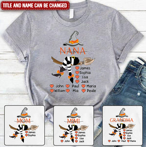 Personalized Grandma Life Witch With Grandkids Halloween T-shirt