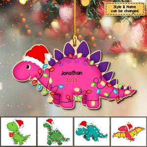 Grandson Son Granddaughter Daughter Dinosaur Personalized Christmas Wooden Ornament