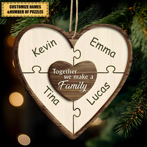 Christmas Puzzle Together We Make A Family - Gift For Family - Personalized 2-Layered Wooden Ornament