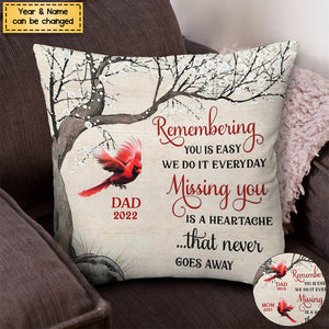 Personalized Cardinal Winter Memorial Pillow