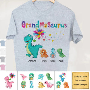 Personalized Grandmasaurus Colorful Flower T Shirt