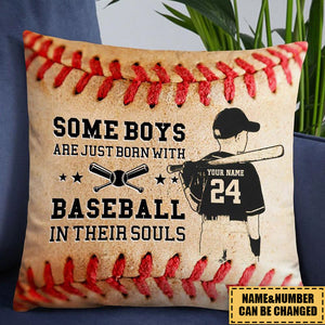 SOME BOYS/GIRLS ARE JUST BORN WITH BASEBALL PERSONALIZED PILLOWCASE