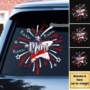 Mimi And Kids Firework America Flag Decal