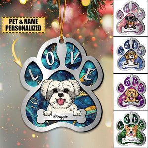Sparkling Dog Mom/ Dog Dad Puppy Pet Dogs Lover Custom Breed Personalized Acrylic Christmas Ornament