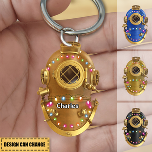 Scuba Diving Helmet - Personalized Acrylic Keychain