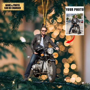 Personalized Christmas Hanging Ornament - Gift For Biker/Motorcycle Lovers - Custom Your Photo