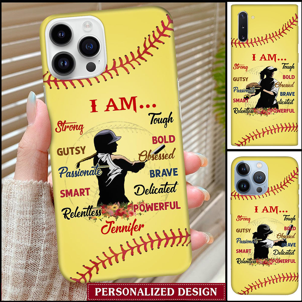 Personalized Love Softball Girl Phone Case