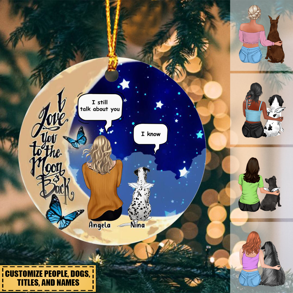 Custom Personalized Memorial Pet Ornament-I Love You To The Moon & Back