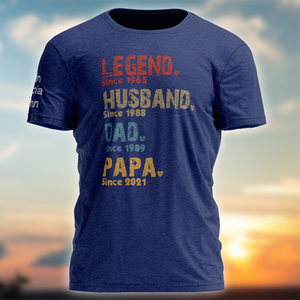 Personalized Vintage Legend Husband Dad Papa Since T-Shirt