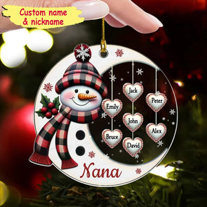 Christmas Snowman Nana Mom Little Heart Kids Under Moon Personalized Ornament