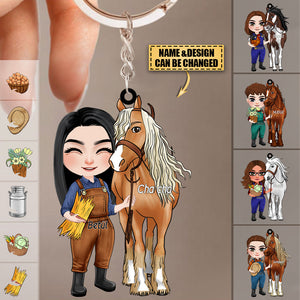 Personalized Horse Girl Acrylic Flat Keychain