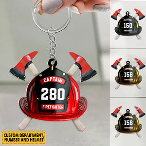 Personalized Firefighter's Helmet Flat Acrylic Keychain