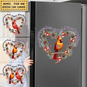 Heart-shaped Wreath Memorial Cardinals Personalized Decal