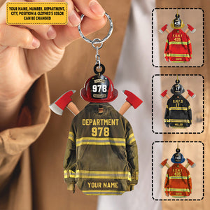 Proud Firefighter Personalized Acrylic Keychain Gift For Firefighter Fireman