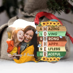 Mother Amazing Loving Strong - Personalized Ornament, Upload Photo, Christmas Gift For Mother, Grandma, Mom