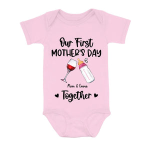 Custom Personalized Baby Onesie/T-Shirt - Mother's Day Gift Idea For Baby/Mom - Our First Mother's Day Together