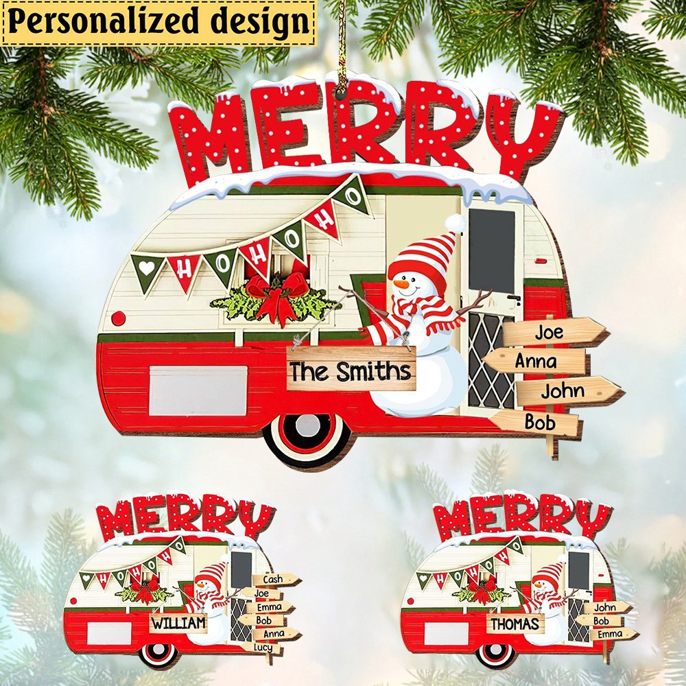 Personalized Camper Family Merry Christmas Xmas Best Gift Wood Shape Ornament