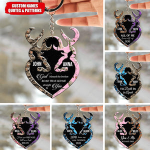 Camo Pattern Deer Couple Personalized Keychain