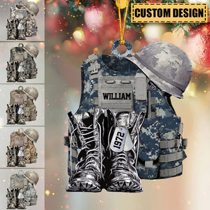 Personalized Military Camo Custom Name Christmas / Car Acrylic Ornament