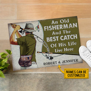 Personalized Fishing Old Couple The Best Catch Live Here Customized Doormat