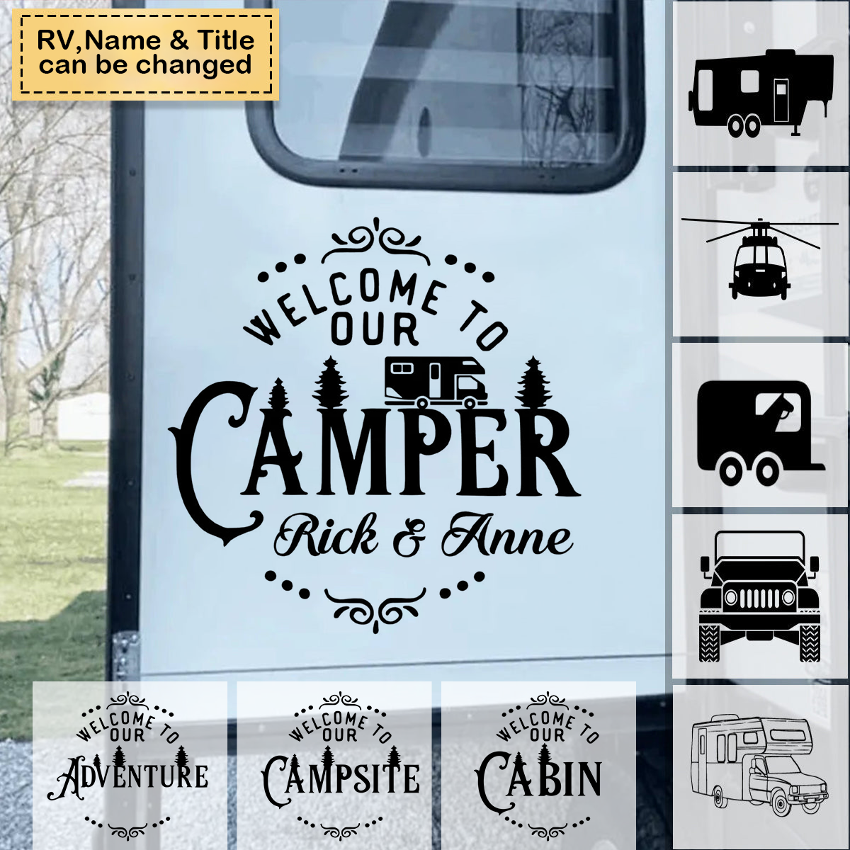 Welcome To Our Camper - Personalized Decal, Gift For Camping Lover