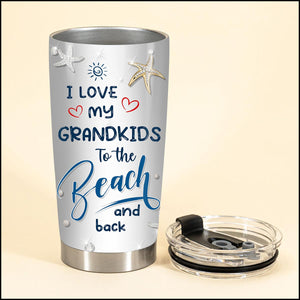 Personalized Dolphin Grandma Nana Love My Grandkids To The Beach Summer Hawaii Gift Stainless Steel Tumbler