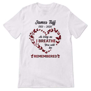 Red Plaid Butterflies Heart Memorial Personalized Shirt