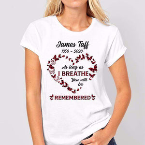 Red Plaid Butterflies Heart Memorial Personalized Shirt