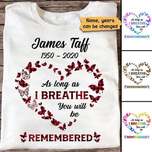 Red Plaid Butterflies Heart Memorial Personalized Shirt