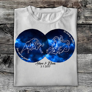 Zodiac Couple You Belong With Me I Belong With You Star Signs - Personalized T-shirt - Gift For Couple