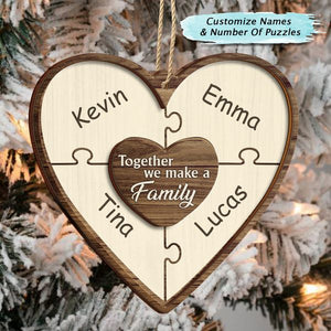 Christmas Puzzle Together We Make A Family - Gift For Family - Personalized 2-Layered Wooden Ornament