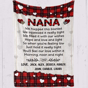 Mom Grandma Red Plaid Personalized Fleece Blanket